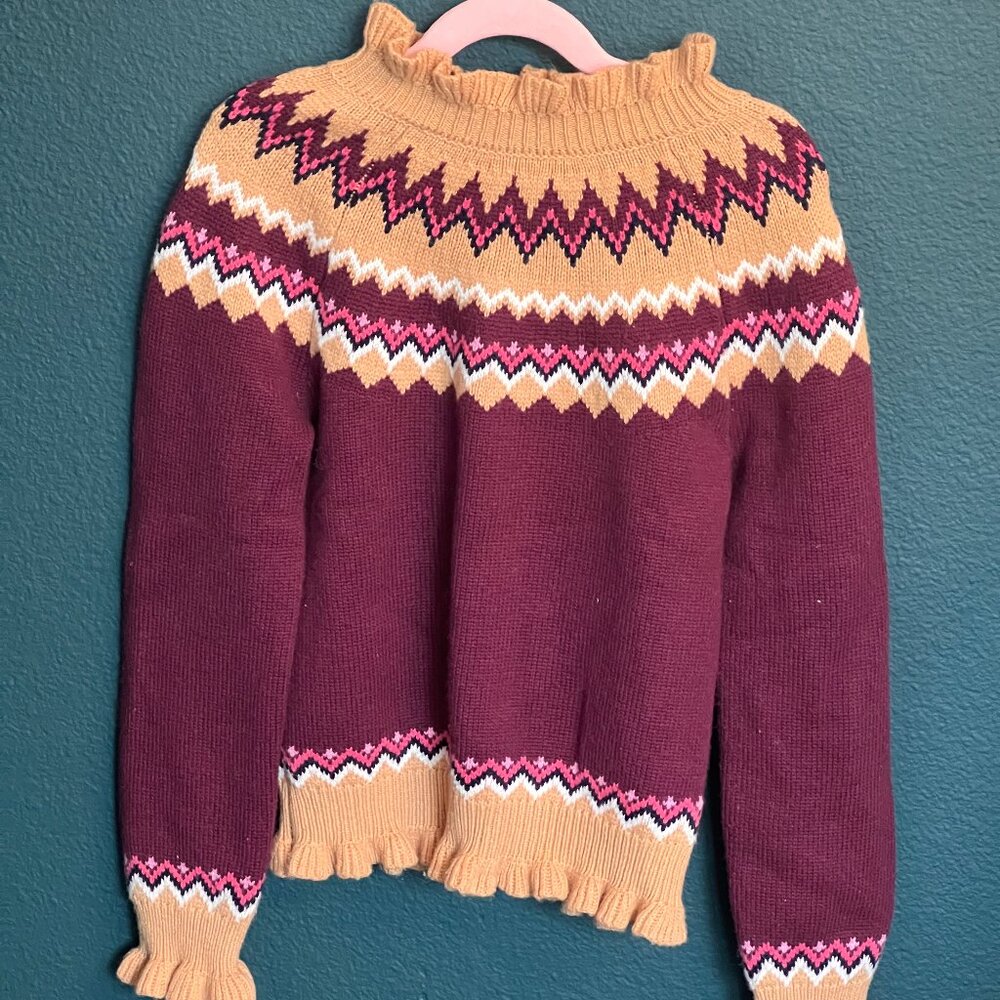Janie and Jack Plum Sugar Ruffle Neck Sweater - Excellent Condition
